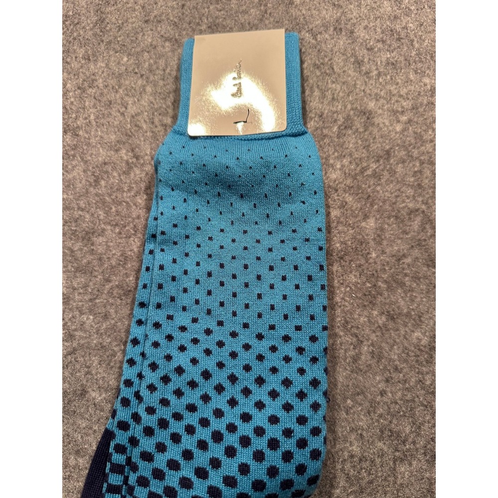Paul Smith Mens Turquoise Navy Blue Polka Dot Checkered Dress Socks AEXA-380A